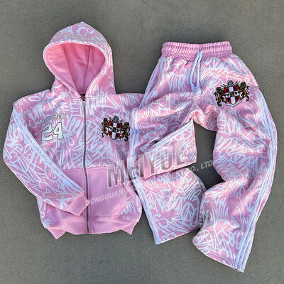 kaufen Dtg-Druck Zip Up Street Wear Trainieranzüge Baggy Sweatpants und Hoodie Vollärmel Online-Herstellung