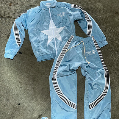 Silk Screen Printing Windbreaker Tracksuit Lightweight Training Joggers And Jacket Set