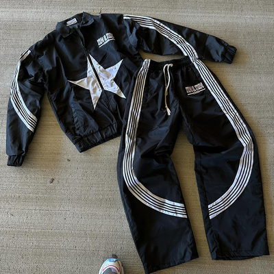 Custom Logo Zip Up Windbreaker Track Suit Matching Jacket And Sweatpants Antistatic