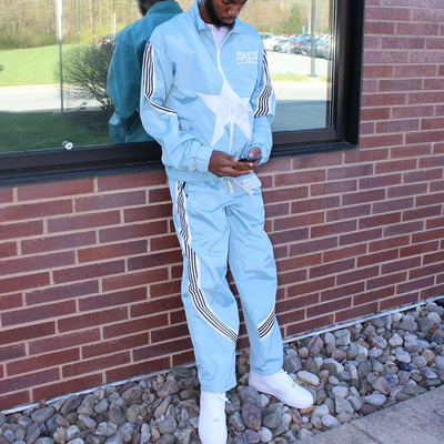 Custom Logo Zip Up Windbreaker Track Suit Matching Jacket And Sweatpants Antistatic