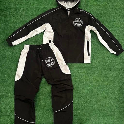 kopen Gepersonaliseerde gecoupleerde jas Tracksuit Dubbele gelaagde kleur geblokkeerde windbreaker Tracksuit online vervaardiging