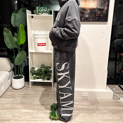 Custom Sweat Suit Rhinestone Tracksuit Zip up Hoodies Streetwear Baggy Stacked Flared Sweatpants Hoodie and Sweatpants Set Men
