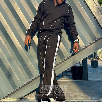 Embroidery Logo Mens Reflective Tracksuit Mens Nylon Jogging Suits Zip Up OEM Service