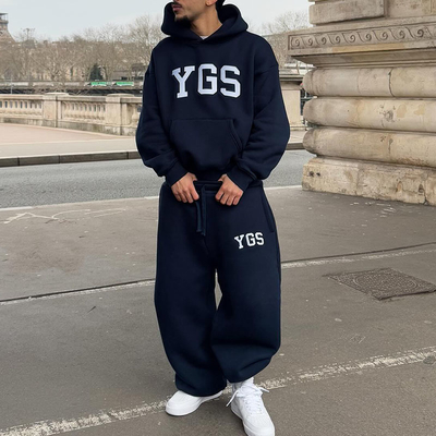 Custom Causal Sweat Suit Embroidery Logo Oversized Pullover Loose Hoodies Sweatpants Jogger Streetwear Hoodie and Sweatpants Set