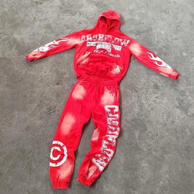 Custom Logo Cropped Hoodies Applique Embroidered Patches Jogging Sweatsuits  Acid Wash Tracksuits Jogger Sweatpants Men Set