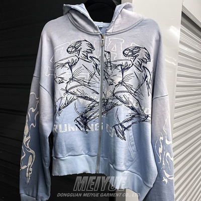 Custom Grams Vintage Distressed Gray Hoodie Heavyweight OEM ODM  Service