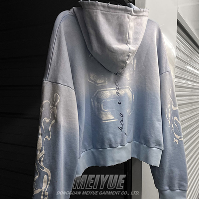 Custom Grams Vintage Distressed Gray Hoodie Heavyweight OEM ODM  Service