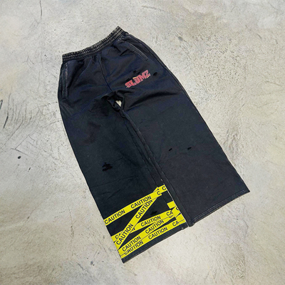 Acid Washed Sweatsuit Custom Zip up Vintage Screen Print Cropped Hoodies Tracksuit Baggy Flared Sweat Pant and Hoodie Set Men
