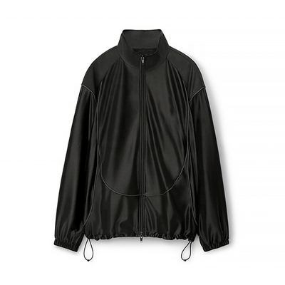Custom Logo Heavyweght Streetwear Vintage Blank Faux Turtlenecks Leather Set Zip up Jacket Coat Sweatpants Two Piece Sets Men