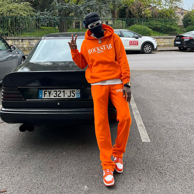 Custom Tracksuit Flare Baggy Stacked Sweat Pant Sweatsuit Pullover Fleece Oversized Streetwear Hoodie and Sweatpants Set