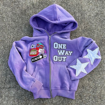 Anti Shrink Streetwear Acid Wash Distressed Hoodie Vintage Zip Up Hoodie Breathable