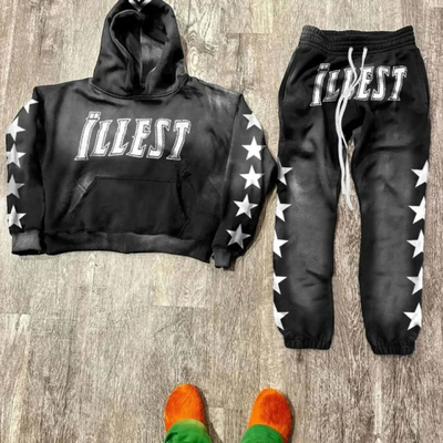 Custom Joggers Sweatsuit Unisex Acid Washed Fleece Cotton Hoodie Jogging Suits Sweatpants and Hoodie Set Tracksuits for Men