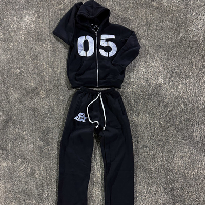Custom Acid Wash Sweatsuit Unisex Heavyweight Fleece Cotton Hoodie Jogging Suits Sweatpants and Hoodie Set Tracksuits for Men