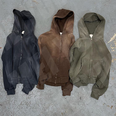 Anti Wrinkle Custom Acid Wash Hoodie Heavyweight 100 French Terry Cotton Hoodie