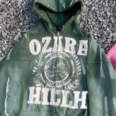 Fashionable Embroidered Patches Oversized Acid Wash Hoodie Custom Logo