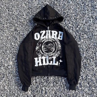Fashionable Embroidered Patches Oversized Acid Wash Hoodie Custom Logo