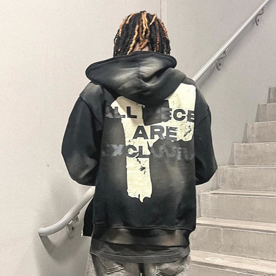 3D Print Vintage Acid Wash Hoodie Mens Zip Up Pullover Street Style Unisex Oversized
