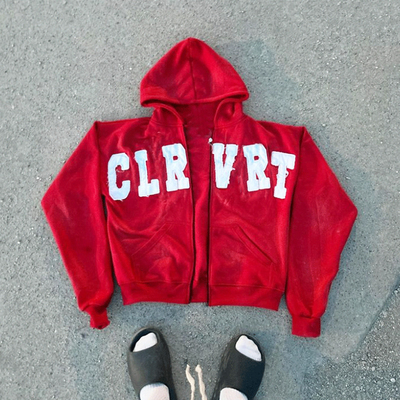 Custom Applique Embroidery Logo Distressed Unisex Hoodies Heavyweight Oversized Pullover Sun Faded Zip up Acid Wash Hoodie