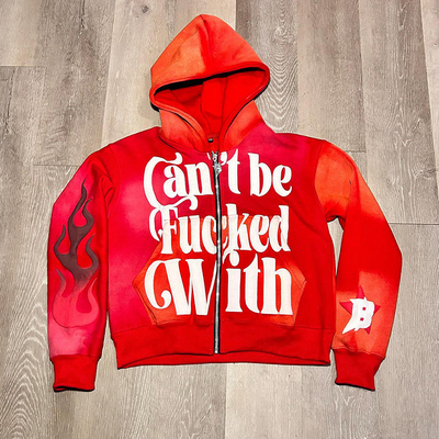 Custom Hoodies 3d Puff Print Logo French Terry Sweatshirts Sun Faded Vintage Acid Wash Distressed Zip up Hoodie Unisex for Men