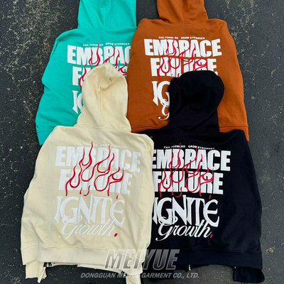 Custom Made Satin Lined Distressed Zip Hoodie Men 3d Puff Print Double Layer Hoodie Jacket