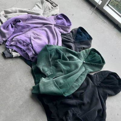 Custom Logo Sun Faded Heavyweight Fleece Puffy Vintage Sweatsuit Sets Oversized 3d Puff Print Two Pieces Jogger Tracksuit Sets