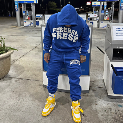 Clothing Manufacturers Custom Pullover Fit Embroidery Distress Hoodie Jogger Set Hoodie and Baggy Stacked Legging Sweatpants Set