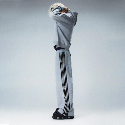 Clothing Manufacturers Custom Stripe Design Zip up Hoodies Baggy Stacked Sweatpants Joggers Sweat Suits Set Tracksuits for Men