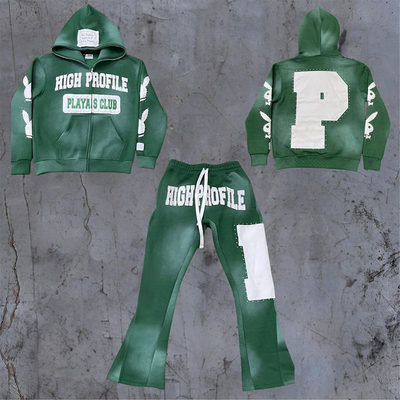 Clothing Manufacturers Custom Sun Faded Vintage Streetwear Heavyweight Hoodie Acid Wash Flare Sweatpants Suit Tracksuits for Men