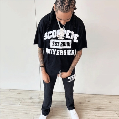 Custom Embroidered Patches Logo Streetwear Cropped T Shirt and Sweatpants Men's Tracksuit Cotton Tracksuit Summer Tracksuit