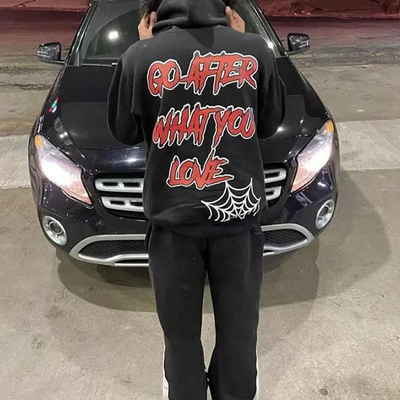 Custom Hoodie Terry Embroidery Puff Flare Unisex Tracksuit Streetwear Jogger Set Flared Joggers Sweatpants and Hoodie Sets Mens