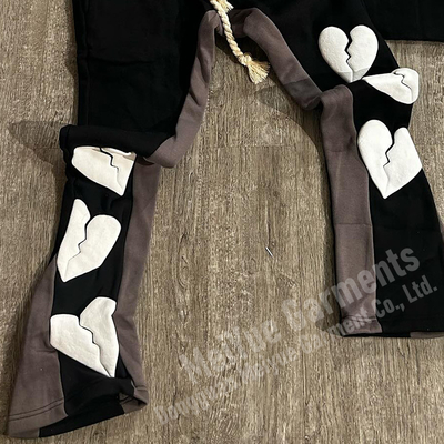 Custom Jogger Pullover Cropped Sweatsuit Acid Wash Hoodie 3d Puff Print Jogging Tracksuits Set Flared Sweatpants and Hoodie Sets