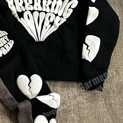 Custom Jogger Pullover Cropped Sweatsuit Acid Wash Hoodie 3d Puff Print Jogging Tracksuits Set Flared Sweatpants and Hoodie Sets