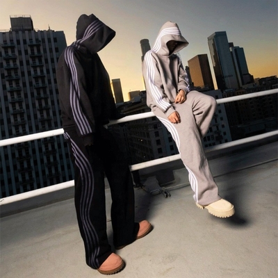 kaufen Custom Broderie Logo Pullover Hoodie Jogging Anzug Sweatsuit Flared Tracksuits für Männer Reißverschluss Hoodie und Sweatpants Jogger Set Online-Herstellung