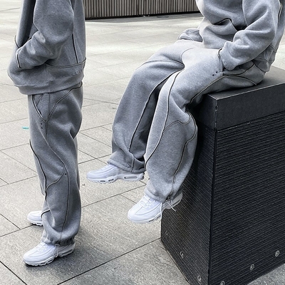 Custom High Quality Blank Flared Sweatpants and Hoodie Set Unisex Cotton Stacked Pants Sweatsuit Oversized Hoodie and Jogger Set