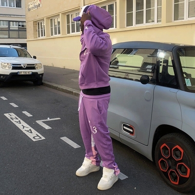 Puff Print 100% Cotton Streetwear Tracksuit Set 2pc Jogger Set Unisex Elastic Waist