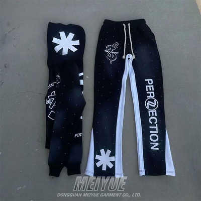 Cropped Raw Hem Hoodies And Jogger Set Flare Leg Tracksuit 3d Puff Print Antistatic