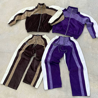 comprar Traje de deporte de corduroy para hombres transpirable Traje de deporte de hombres cortado Traje de deporte de rayas Color vintage Fabricación en línea