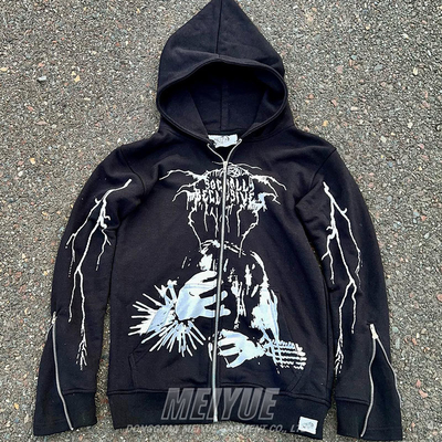 OEM Service Digital Printing Hoodie Drop Shoulder Zip Hoodie Autumn Season