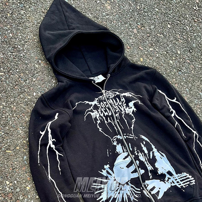 OEM Service Digital Printing Hoodie Drop Shoulder Zip Hoodie Autumn Season