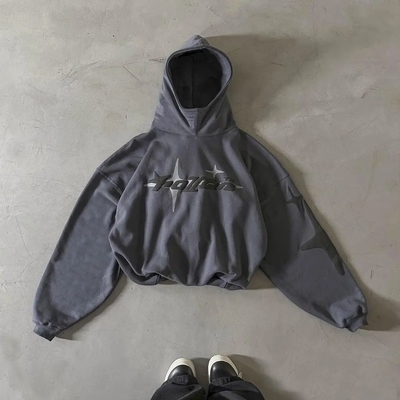 Custom Manufacturer Streetwear Heavy Cotton Pullover Round Mock Neck No Strings Hoodie 3d Puff Printing Hoodies Men Sweatshirts