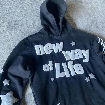 Custom Manufacturer 3d Puff Printing Hoodie Pullover Cotton Fleece Heavyweight No Strings Hoodies Sweatshirt Men Streetwear
