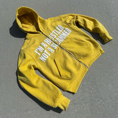 Custom French Terry Cropped Hoodies Cotton Heavy Zip up Hoodie Puff Print Hoodie Zipper Custom Logo Streetwear Manufacturer