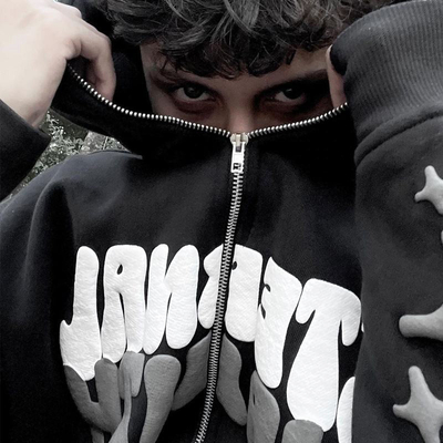 Anti Wrinkle Puff Print Custom Hoodies Full Face Zip Up Hoodie 200 Grams To 500 Grams