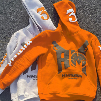 Custom Logo Puff Print Hoodies 100% Cotton Heavyweight Oversized Hoodie No Strings