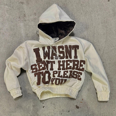 Custom Puff Print Double Layer Hoodie Pullover No String Tight Waist Heavyweight Fleece Sweatshirt Cropped Hoodies Wholesale