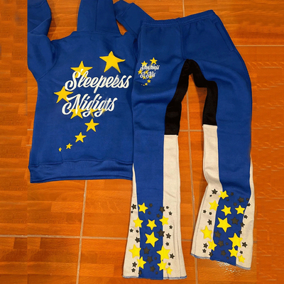 comprar Logotipo de impressão de serigrafia masculino 2 peças Traje Tecnológico Fleece Jogger Sets Antistático Fabricação em linha