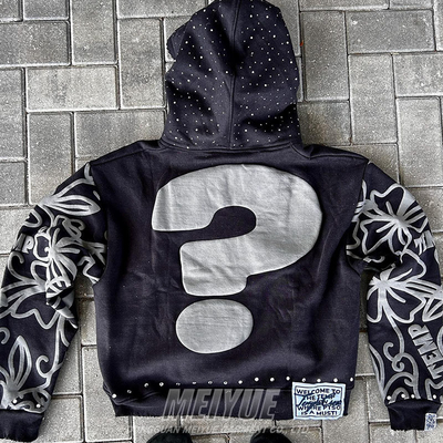 Custom Zip Up Hoodie Puff Printing Hoodie Oversized Heavyweight 500 Gsm