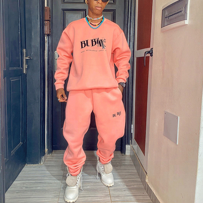 Screen Printed Logo Streetwear Tracksuit Sweatshirt And Sweatpants Set XXS-5XL