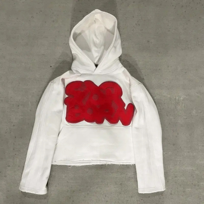 Raw Hem Cut Edge Streetwear Blank Hoodies Unisex French Terry Hoodies Regular Sleeve