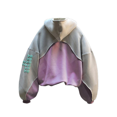 High Weight Two Tone Hoodies For Men Contrast Stitching Drop Shoulder Mock Neck Hoodies